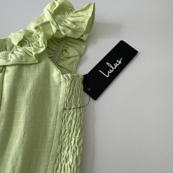Lulus NWT Elati Lime Green Ruffled Off-the-Shoulder Bodycon Dress Size M - Picture 6 of 12